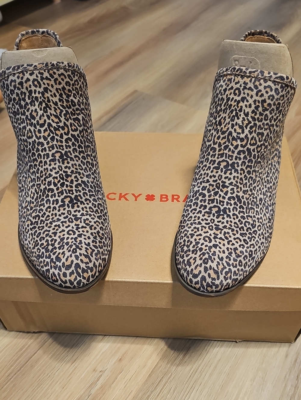 Lucky Brand Leopard-Print Ankle Booties in Tan and Black